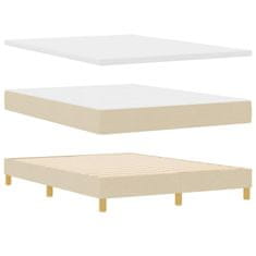 Vidaxl LED Box Spring Postelja z LED trakami krema 140 x 190 cm blago