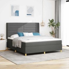 Vidaxl Postelja z vzmetnico z vzmetnico Siva 180 x 200 cm blago