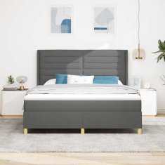 Vidaxl Postelja z vzmetnico z vzmetnico Siva 180 x 200 cm blago