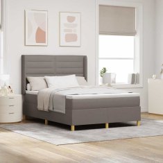 Vidaxl Box Spring postelja z vzmetnico in LED Taupe 160x200 cm Tkanina
