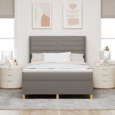 Vidaxl Box Spring postelja z vzmetnico in LED Taupe 160x200 cm Tkanina