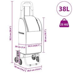 Vidaxl Nakupovalni Voziček z Orodjem za Vzpon Črna 38 L
