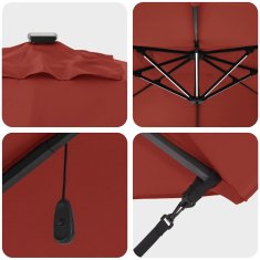 Vidaxl Karmni Parasol Roma s LED Osvetlitvijo v Terracotta barvi, velikost 352x251x265 cm, aluminij