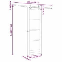 Vidaxl Drsna vrata Bela 73.5 x 211 cm Masivna borova drevesa in jeklo