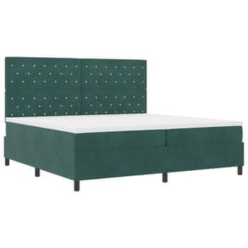 Vidaxl LED Box Spring Postelja Temno zelena 200 x 200 cm Žamet