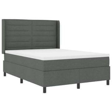 Vidaxl LED Box Spring Postelja Temno siva 140 x 190 cm blago
