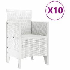 Vidaxl Komplet za jedilnico v vrtu 11 pcs Bela Polt rattan