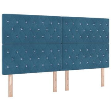 Vidaxl LED Box Spring Postelja Temno modra 180 x 200 cm Žamet