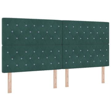 Vidaxl LED glava postelje z LED trakami Temno zelena 200 cm Žamet
