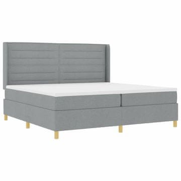 Vidaxl Postelja z vzmetnico z vzglavjem Svetlo siva 200 x 200 cm blago