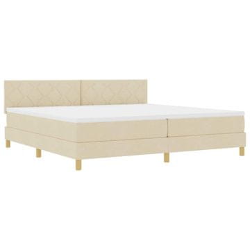 Vidaxl LED Box Spring Postelja z LED trakami krema 200 x 200 cm blago