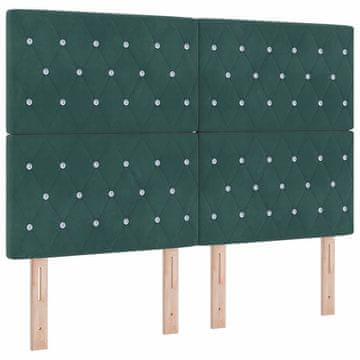 Vidaxl LED glava postelje z LED trakami Temno zelena 144 cm Žamet