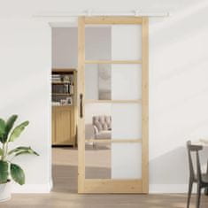 Vidaxl Drsna vrata ORKDAL Rjava 93 x 232 cm Les in kovina