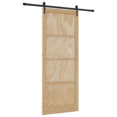 Vidaxl Drsna vrata Naravna in črna 93 x 232 cm Trd borov les in jeklo