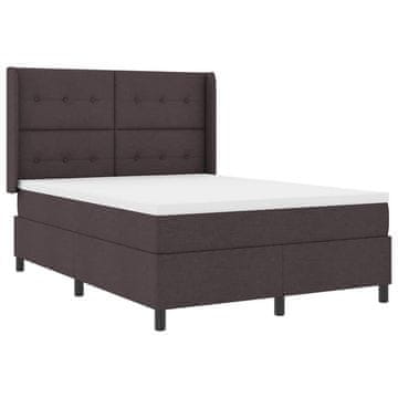 Vidaxl LED Box Spring Postelja Temno rjava 140 x 200 cm blago
