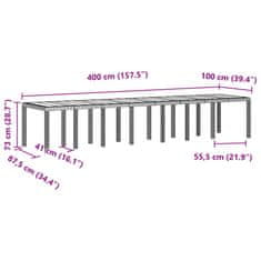 Vidaxl Vrtnna jedilnica 17 pcs Bela Za 16 oseb Bambus / Kovina