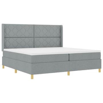 Vidaxl Postelja z vzmetnico z vzglavjem Svetlo siva 200 x 200 cm blago