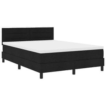 Vidaxl Postelja z vzmetnico z vzmetnico z LED Črna 140 x 200 cm blago