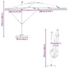 Vidaxl Boksasti Parasol Roma Bordeaux Rdeča 286x285x265 cm Aluminij