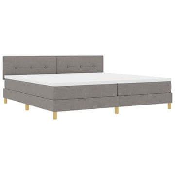 Vidaxl LED Box Spring Postelja z blazino Taupe 200 x 200 cm blago