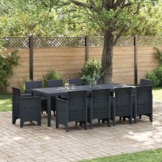Vidaxl Vrtni jedilni set 11 pcs Antracit 250 x 100 x 73 cm PE ratan
