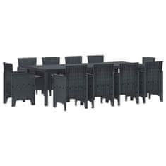 Vidaxl Komplet za jedilnico v vrtu 11 pcs Antracit Polt rattan