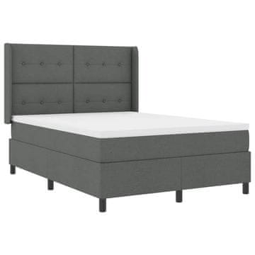 Vidaxl LED Box Spring Postelja Temno siva 140 x 190 cm blago