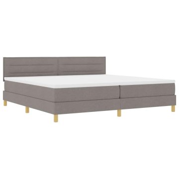 Vidaxl Postelja boxspring z vzmetnico Taupe 200 x 200 cm blago