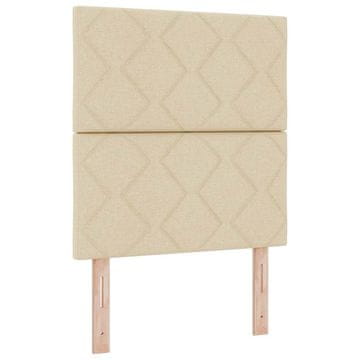 Vidaxl LED Box Spring Postelja z vzmetnico krema 80 x 200 cm blago