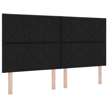 Vidaxl Postelja z vzmetnico z vzmetnico Črna 180 x 200 cm blago