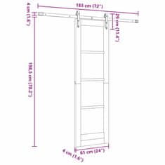 Vidaxl Drsna vrata Bela 61 x 198.5 cm Trd borov les in jeklo