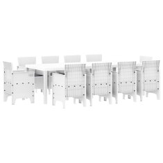 Vidaxl Komplet za jedilnico v vrtu 11 pcs Bela Polt rattan