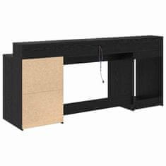 Vidaxl Miza z LED lučmi Črni hrast 200 x 55 x 91 cm Konstruiran les
