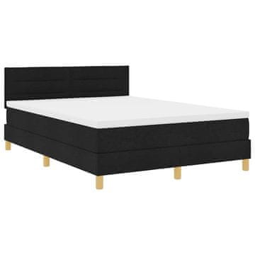 Vidaxl LED Box Spring Postelja z LED trakami Črna 140 x 200 cm blago