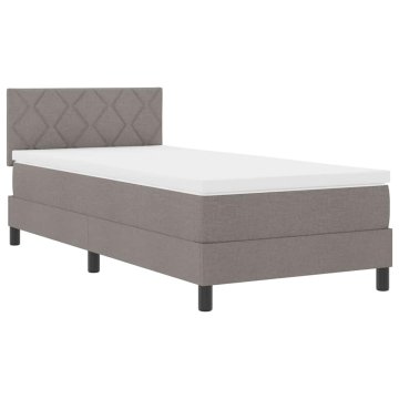 Vidaxl Postelja z vzmetnico z LED trakami Taupe 100 x 200 cm blago