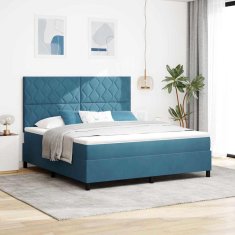 Vidaxl Postelja z vzmetnico z vzmetnico Temno modra 180 x 200 cm Žamet