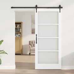 Vidaxl Drsna vrata Bela 86 x 198,5 cm Les in kovina