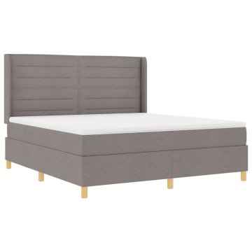 Vidaxl Postelja z vzmetnico z LED trakami Taupe 180 x 200 cm blago