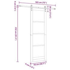 Vidaxl Drsna vrata Bela in črna 78 x 232 cm Trd borov les in jeklo