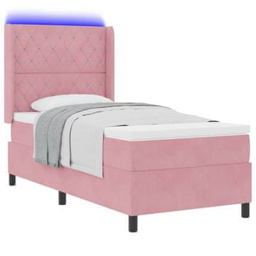 Vidaxl Postelja z vzmetnico z vzmetnico z LED Roza 100 x 200 cm Žamet