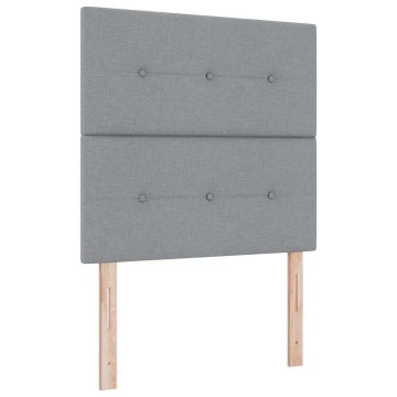 Vidaxl Višinsko nastavljiva vzglavnica Svetlo siva 90 cm blago