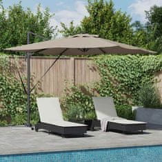 Vidaxl Cantilever Roma dežnik z LED - taupe (286 x 285 x 270 cm) - aluminij