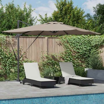 Vidaxl Cantilever Roma dežnik z LED - taupe (286 x 285 x 270 cm) - aluminij
