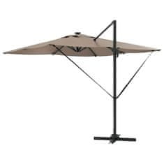 Vidaxl Cantilever Roma dežnik z LED - taupe (286 x 285 x 270 cm) - aluminij