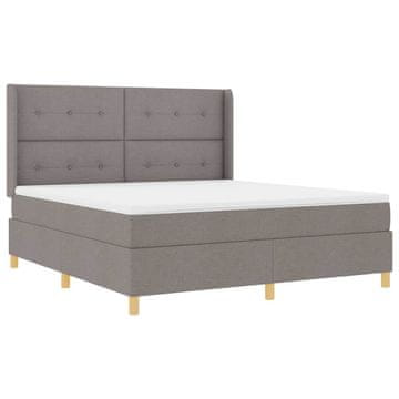 Vidaxl Postelja z vzmetnico z LED trakami Taupe 180 x 200 cm blago