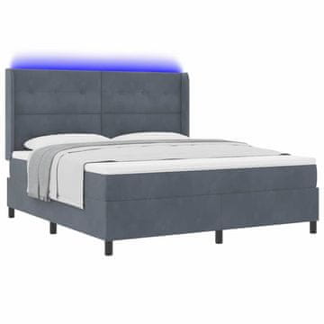 Vidaxl Postelja z vzmetnico z vzglavjem Temno siva 180 x 200 cm Žamet