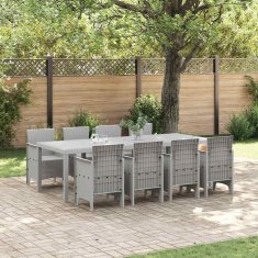 Vidaxl Zunanja jedilna garnitura 9 pcs Bela 250 x 100 x 73 cm