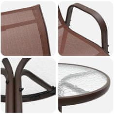 Vidaxl 3-delni bistro set za vrt, rjav, tekstilen in jeklen