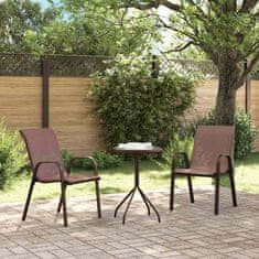 Vidaxl 3-delni bistro set za vrt, rjav, tekstilen in jeklen