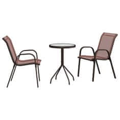 Vidaxl 3-delni bistro set za vrt, rjav, tekstilen in jeklen